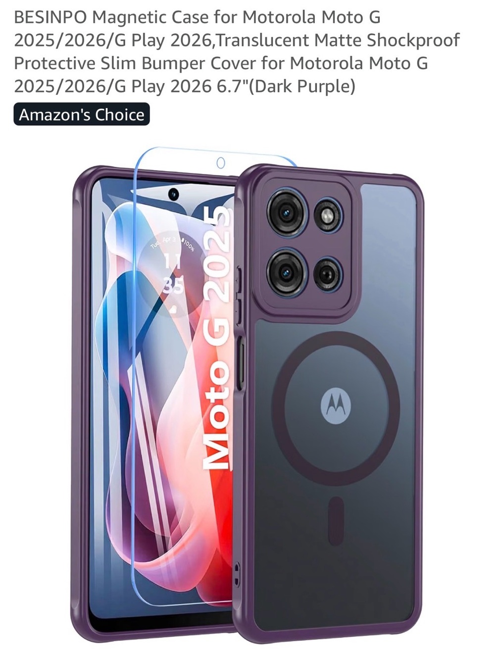 📱Magnetic Case for Motorola Moto G 2025/2026/G Play 2026 Translucent Matte purpl